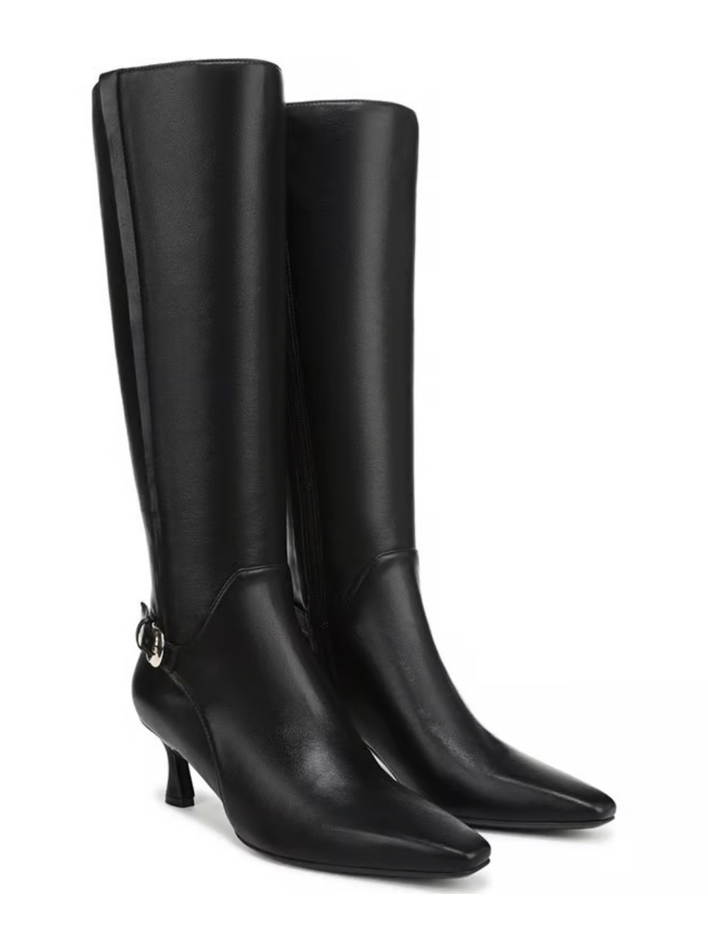 Naturalizer Eartha Black Faux Leather Knee-High Pointed Toe Boots zipper 9 NEW